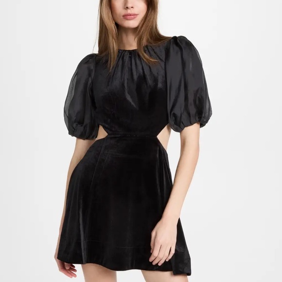 Bardot Dresses & Skirts - • Bardot nwt Malina velour Mini Dress Poof Sleeves Open back with zipper small